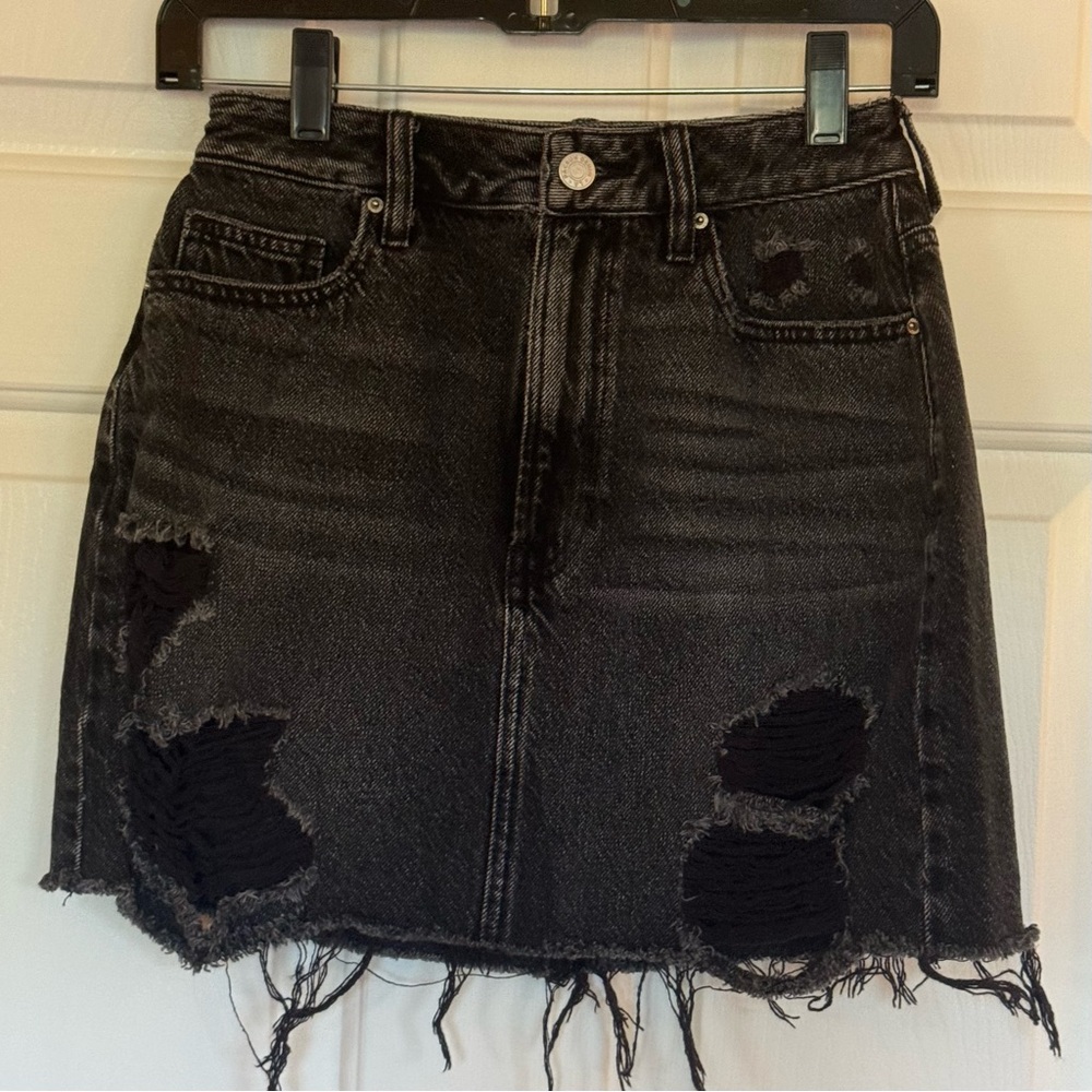 PAC SUN • Women’s Black Distressed Mini Jean Skirt Size- 26